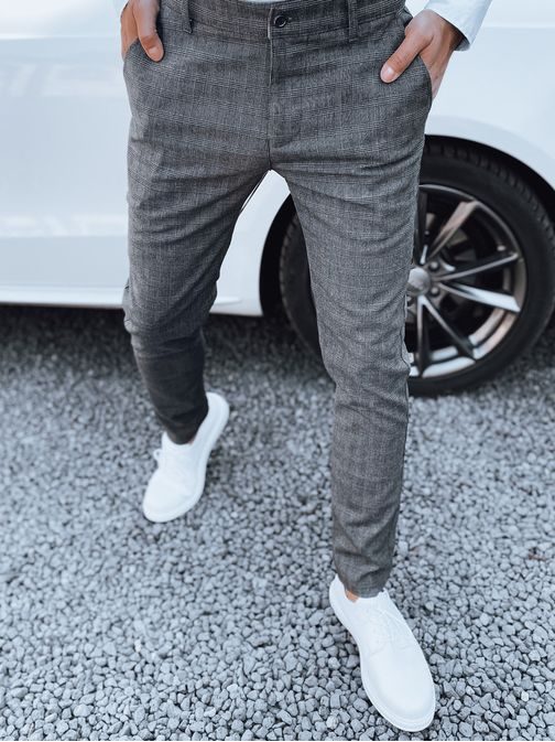 Egyedi grafit szürke káró mintás nadrág