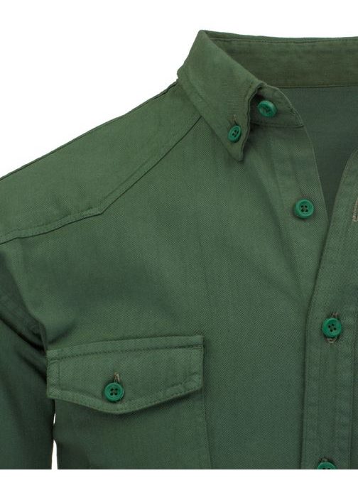 Stílusos katona zöld farmer ing