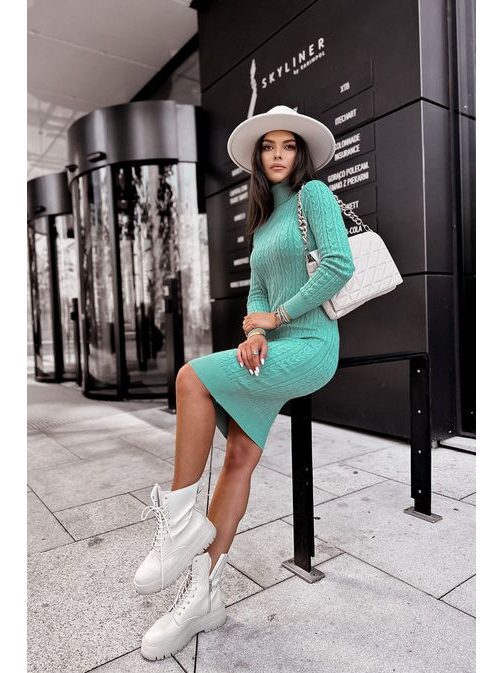 Elegáns zöld színű pulóver ruha Dreamy