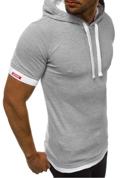 Divatos szürke kapucnis póló O/1273