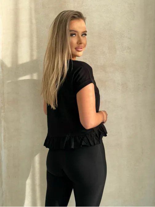 Alap fekete női ing fodros fodros SLR096