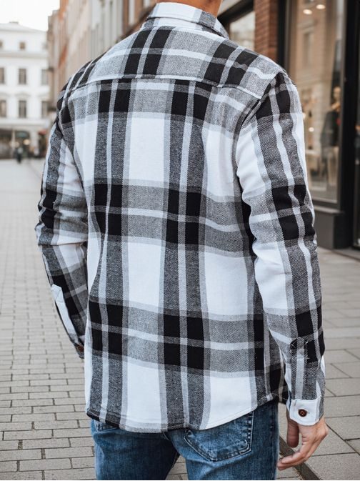 Fekete-fehér kockás flanel ing mellzsebekkel