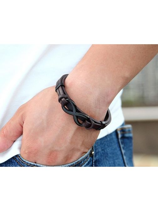 Fekete bőr Infinity karkötő