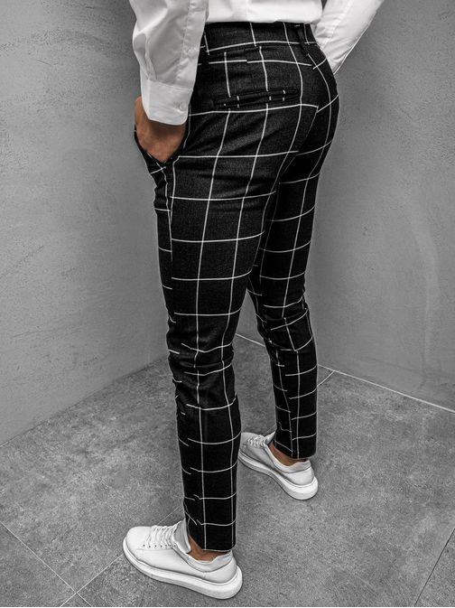 Fekete kockás mintás nadrág DJ/5505