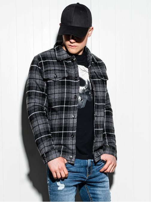 Szürke kockás átmenti dzseki c428