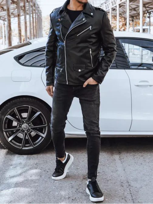 Stílusos fekete ökobőrdzseki