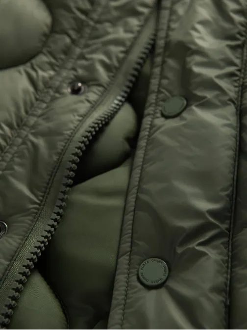 Divatos olíva férfi átmeneti kabát V2 JALP-0215