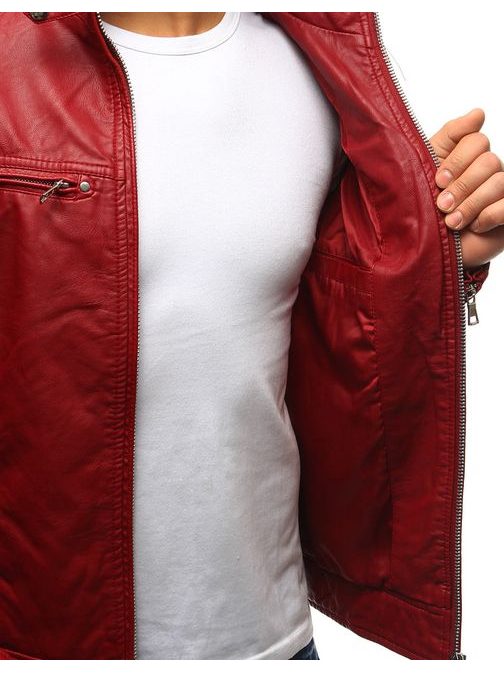 Érdekes piros műbőrdzseki