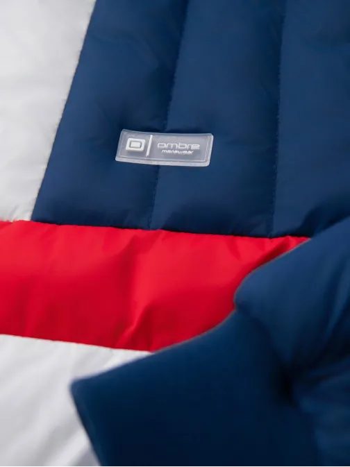 Kék-fehér steppelt retro kabát V1 JALP-0296