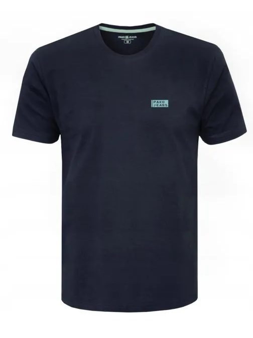 Sötétkék pamut férfi póló logóval