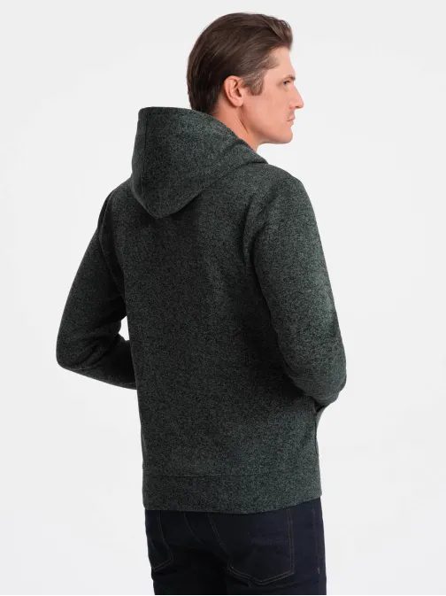 Oliva zöld melírozott hatású kapucnis pulóver V3 SSNZ-0147