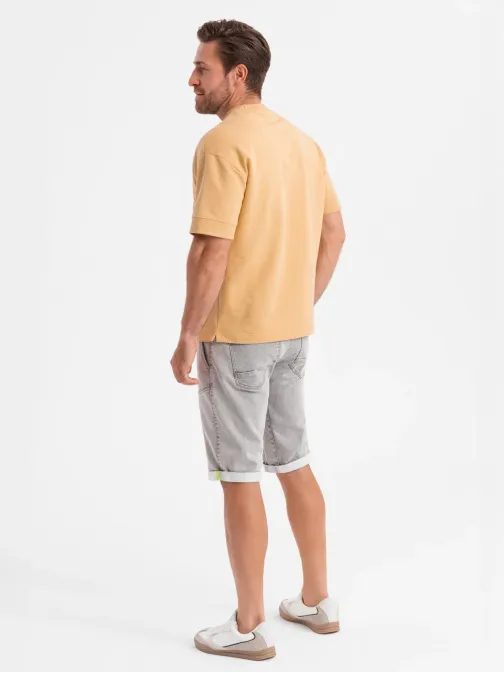 Stílusos világosszürke farmer rövidnadrág V1 SRDS-0135