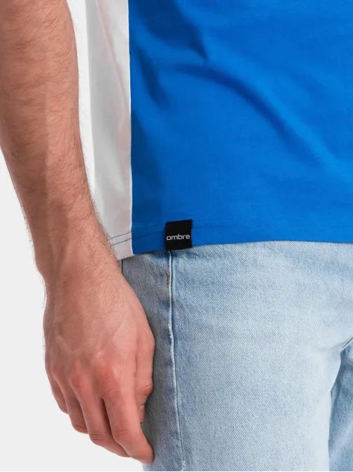 Elegáns fehér és kék póló V4 TSCT-0174