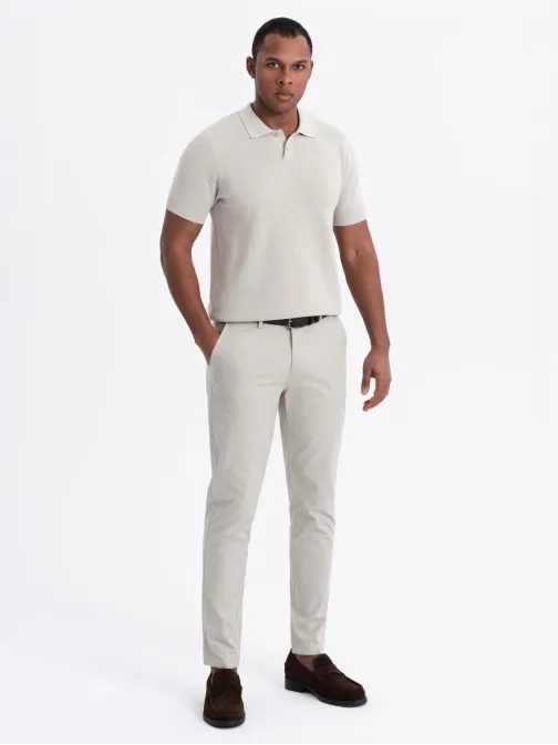 Férfi bézs színű kötött póló V6 POSS-0117