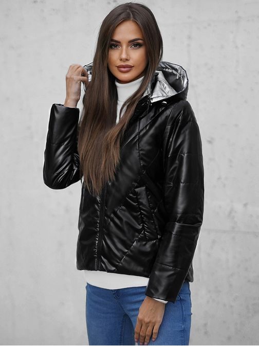 Divatos fekete női átmeneti kabát N/7008/1Z