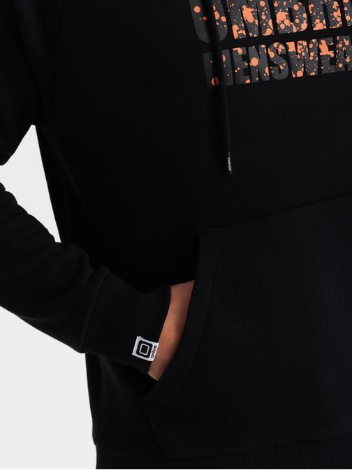Trendi fekete kapucnis pulóver V2 SSPS-0155