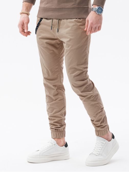 Modern bézs színű jogger nadrág P908