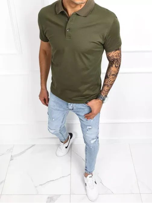 Zöld trendi galléros póló