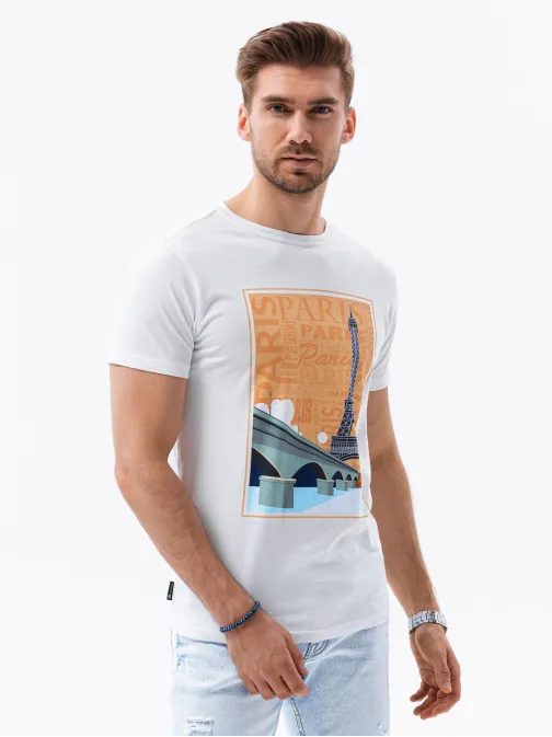 Trendi fehér póló Paris S1434 V-6A