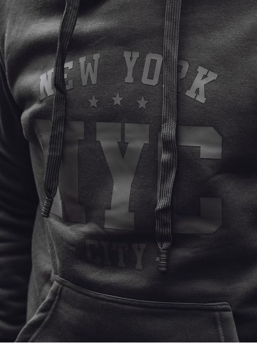 Fekete férfi kapucnis pulóver NYC felirattal