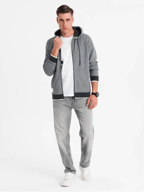 Időtlen fekete kapucnis pulóver V1 SSZP-0210