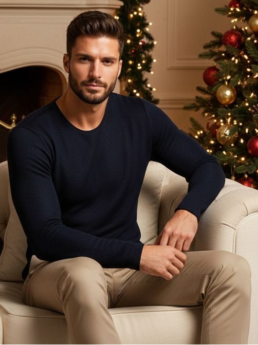 Stílusos férfi pulóver kék színben