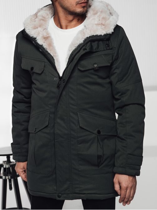 Meleg férfi parka zöld színben