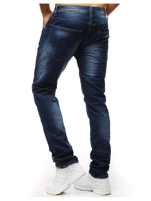 Klasszikus sötét kék koptatott farmer nadrág