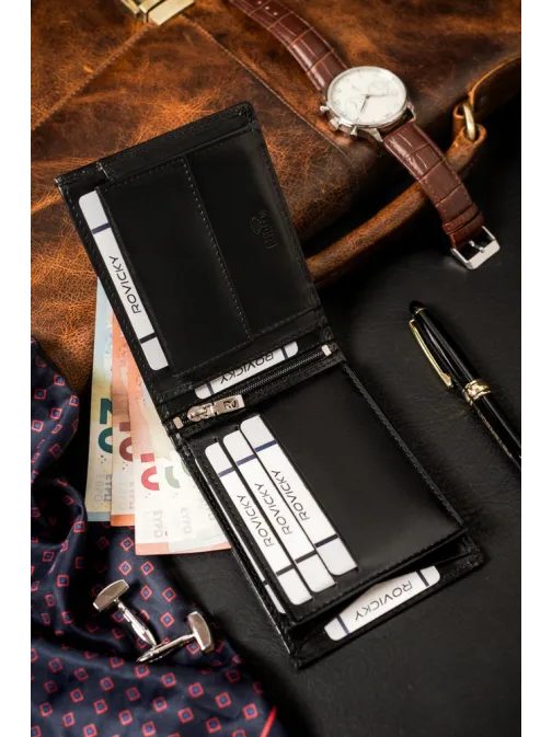 Férfi fekete bőr pénztárca RV