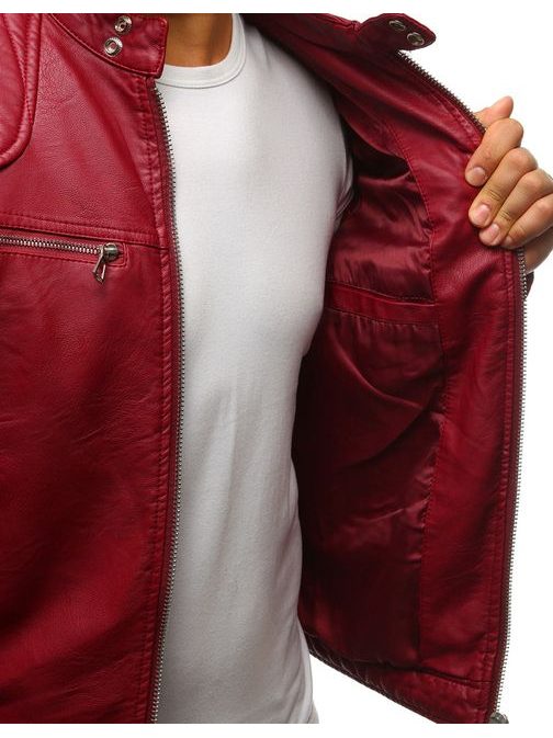 Vonzó piros műbőrdzseki