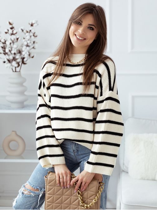 Ekrüszínű oversized női pulóver Cario