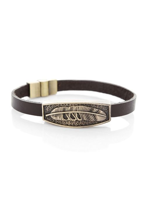 Barna keskeny karkötő indián motívummal OZONEE D97