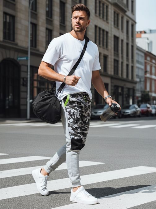 Camouflage trend melegítőnadrág szürke színben