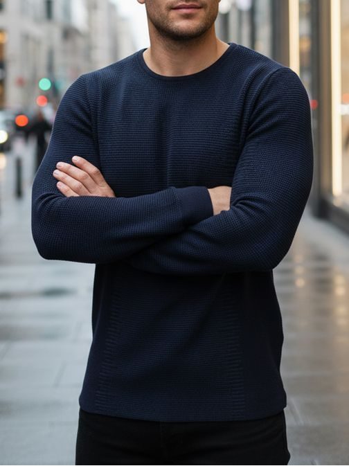 Stílusos férfi pulóver kék színben