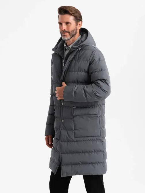 Modern grafit szürke steppelt kabát  V2 JALJ-0177