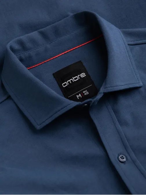 Divatos kék ing hímzéssel  V1 SHCS-0138