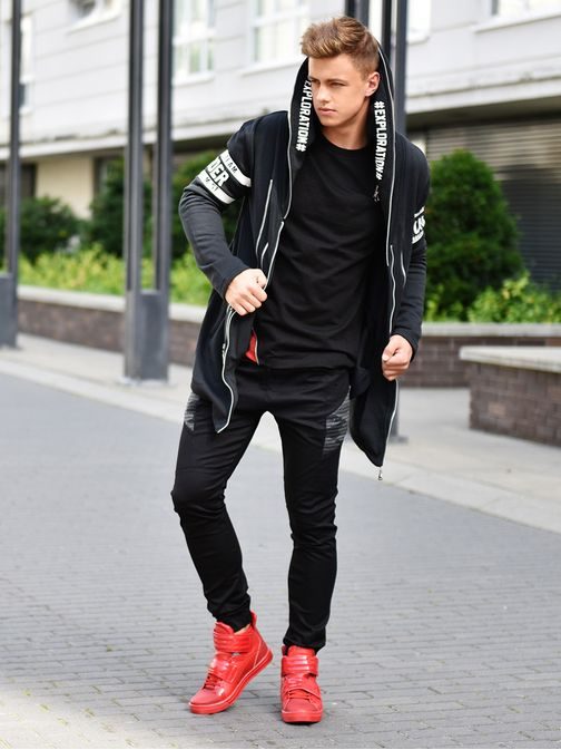 Fekete hosszított szabadidő felső  OZONEE Y36