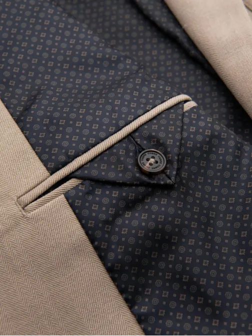 Elegáns bézs színű férfi kabát V2 BLZB-0135