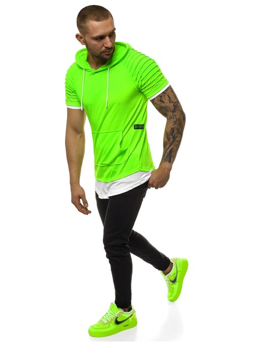 Neon zöld kapucnis póló  A/1186X