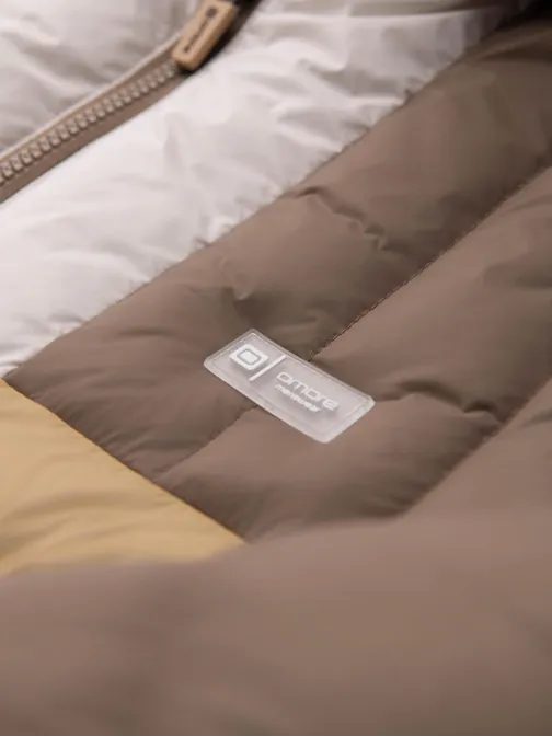 Bézs-fehér steppelt retro kabát V2 JALP-0296