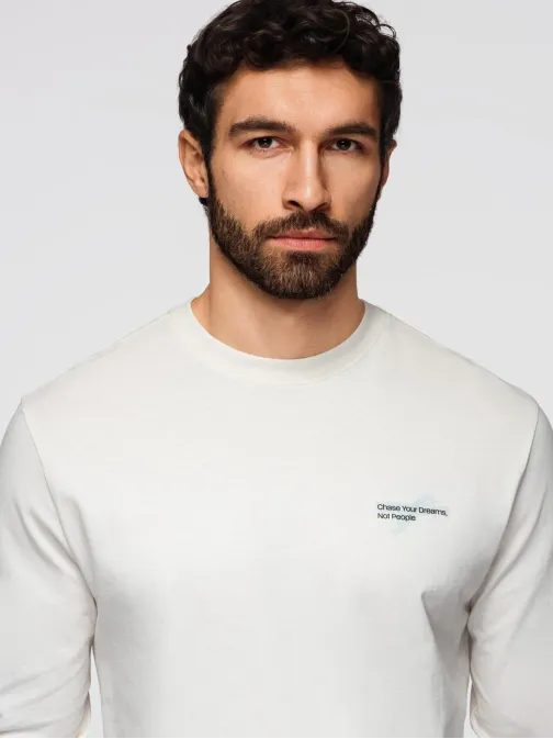 Férfi fehér hosszú ujjú póló felirattal V2 LSPT-0131