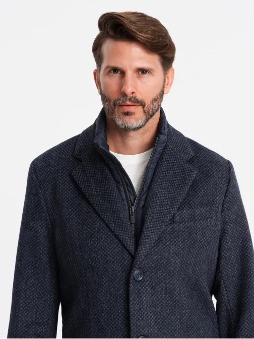 Egyedi sötétkék férfi kabát V1 COWC-0121