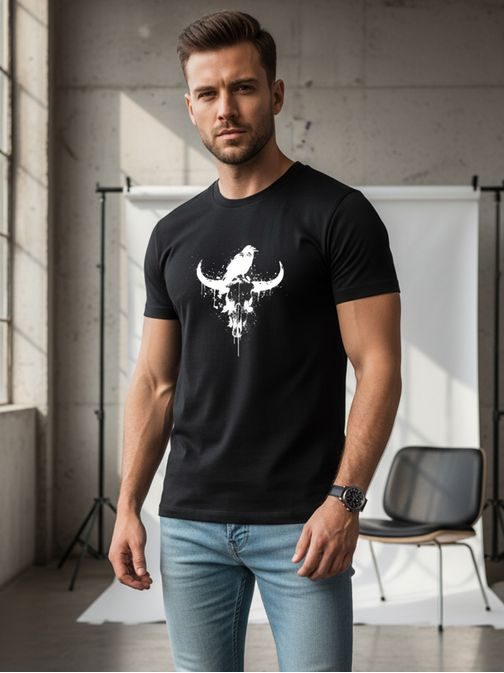 Fekete póló divatos nyomtatással