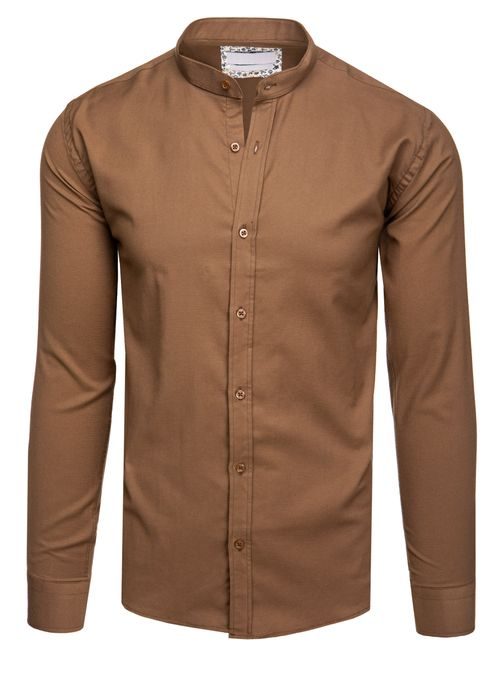 Időtlen barna férfi ing állógallérral