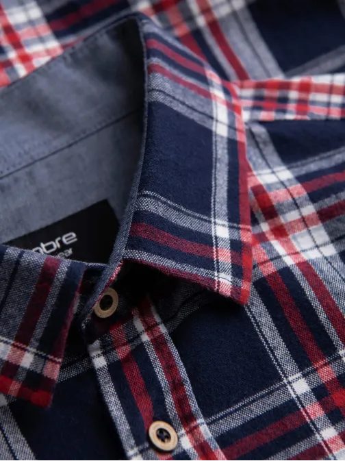 Trendi piros-sötét kék kockás mintás ing SHCS-0137
