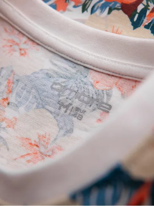 Férfi fehér póló virágos mintával V1 TSFP-0249