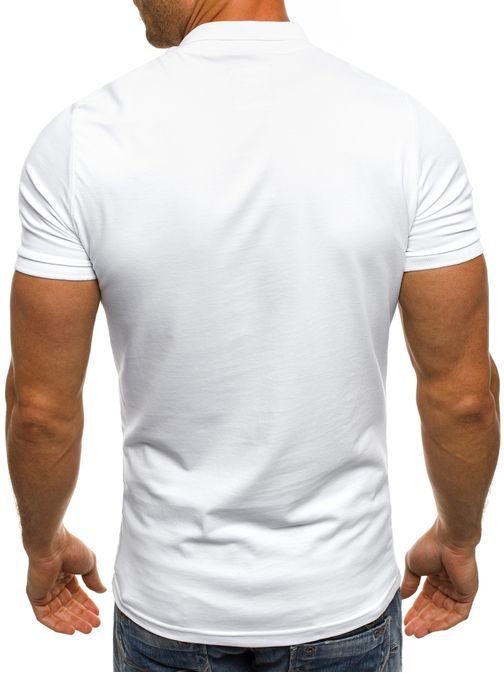 Egyszerű fehér galléros póló OZONEE B/171221