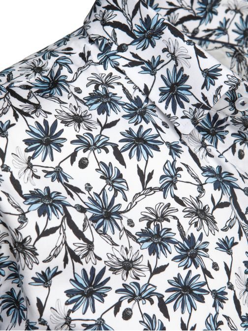 Vonzó fehér ing kék virágos mintával