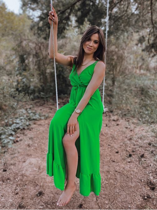 Romantikus zöld könnyű nyári női ruha Kelin