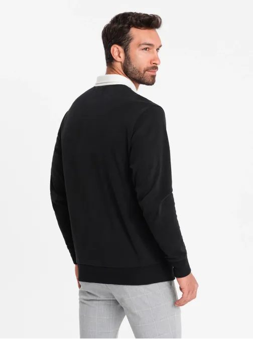 Elegáns fekete galléros pulóver  V6 SSNZ-0132